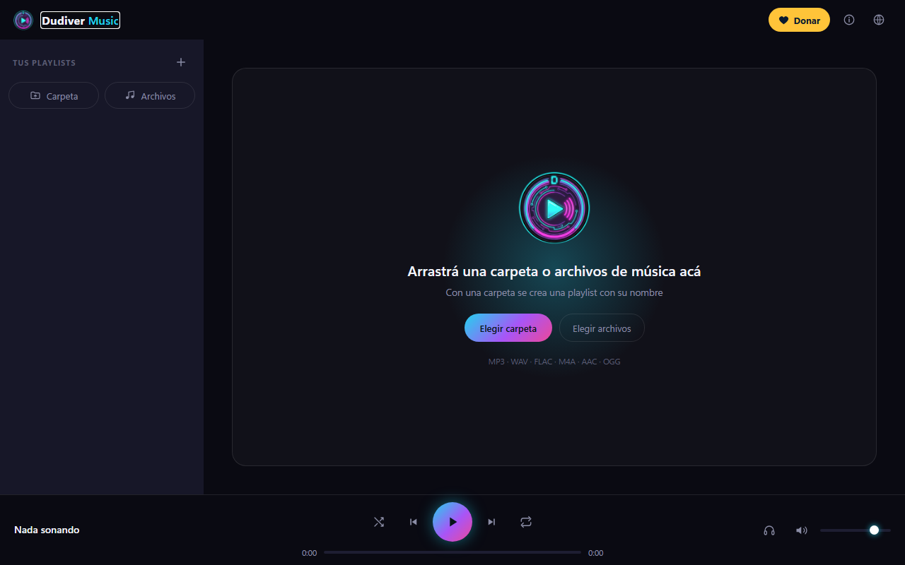 Vista de Dudiver Music Player
